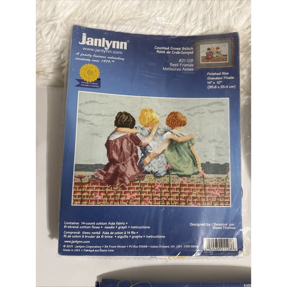 Destash Needle Craft Cross Stitch Lot Opened Packages Hoop Floss Patterns Box B - Picture 2 of 9